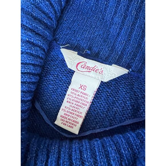 Y2K Candie’s sweater size XS stretchy fold over off shoulders long sleeve sequin - Picture 3 of 7